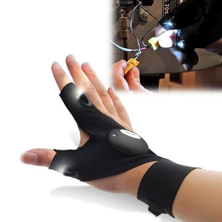 Rękawiczka z latarką LED - wodoodporna rękawica bez palców - antypoślizgowa