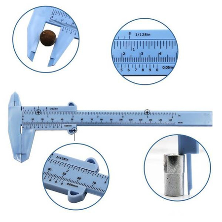 Suwmiarka plastikowa Mini 0-150 mm - biała - narzędzie do pomiaru