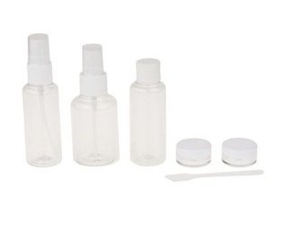 Pojemniki na kosmetyki i środki dezynfekujące - zestaw podróżny - butelki z atomizerem